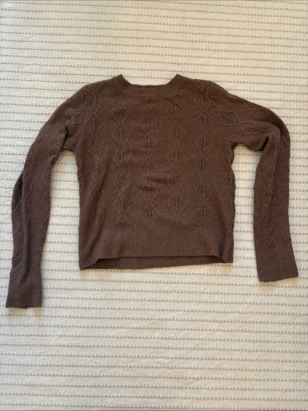 Women's Brown Eyelet Knit Long-Sleeve Sweater Hippie Rose Size - XS